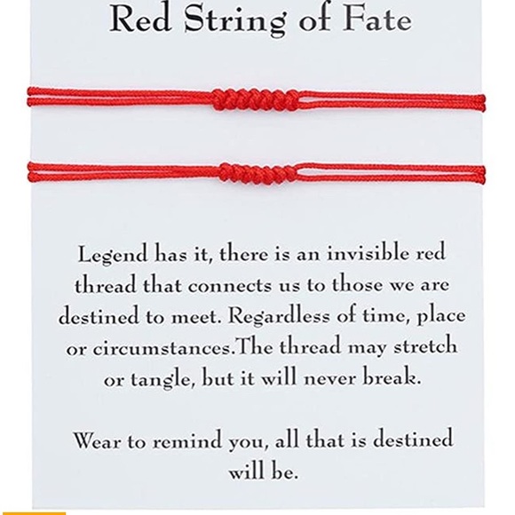 Adjustable red  bracelet with two knots and a silver-plated UNOde50  charm. - Picture 6 of 6